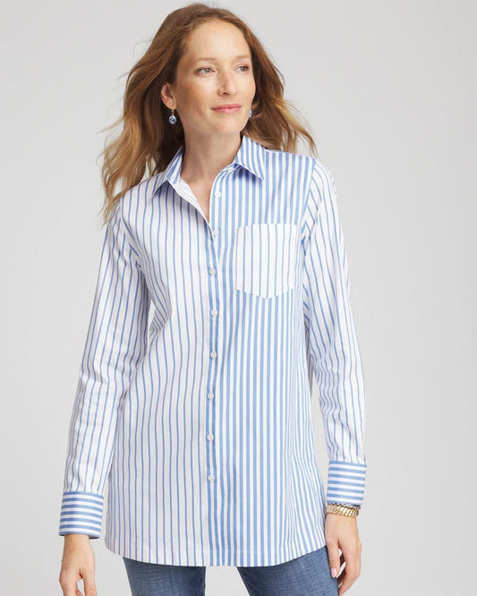 Chico's Women | No Iron™ Stripe Mix Tunic TIDAL BLUE