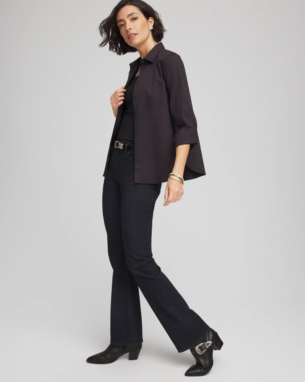 Chico's Women | No Iron™ Stretch Shirt BLACK