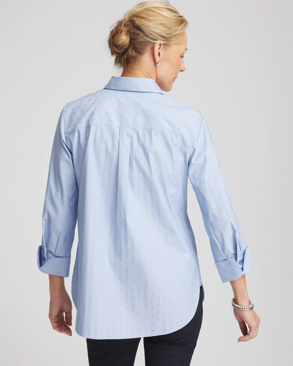Chico's Women | No Iron™ Striped Jacquard Sateen Shirt TIDAL BLUE
