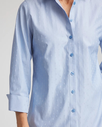 Chico's Women | No Iron™ Striped Jacquard Sateen Shirt TIDAL BLUE