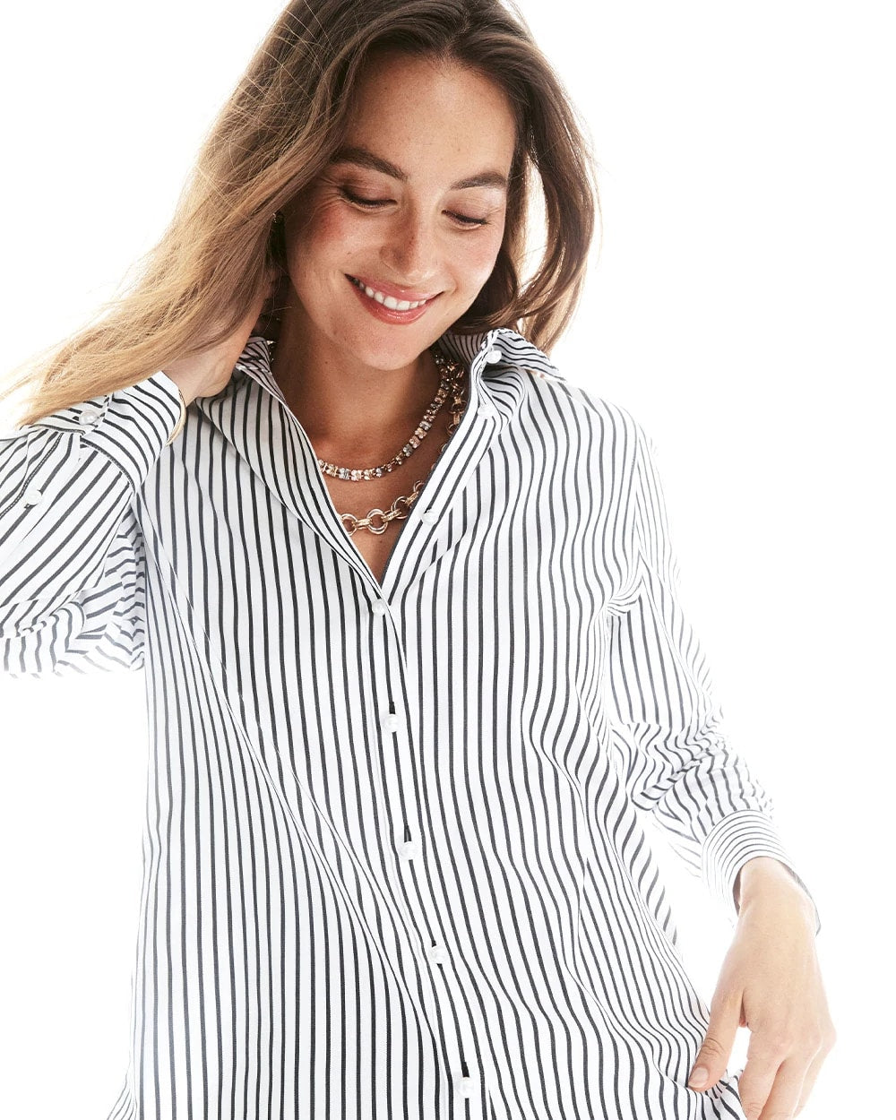 Chico's Women | No Iron™ Lurex Striped Shirt OPTIC WHITE