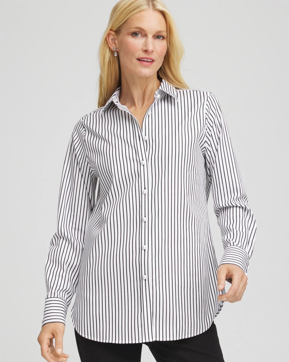 Chico's Women | No Iron™ Lurex Striped Shirt OPTIC WHITE