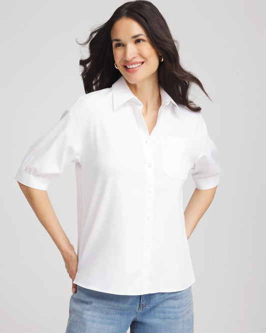 Chico's Women | No Iron™ Short-Sleeved Shirt OPTIC WHITE