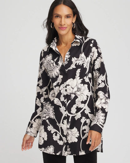 Chico's Women | No Iron™ Bryne Bloom Stretch Tunic BLACK