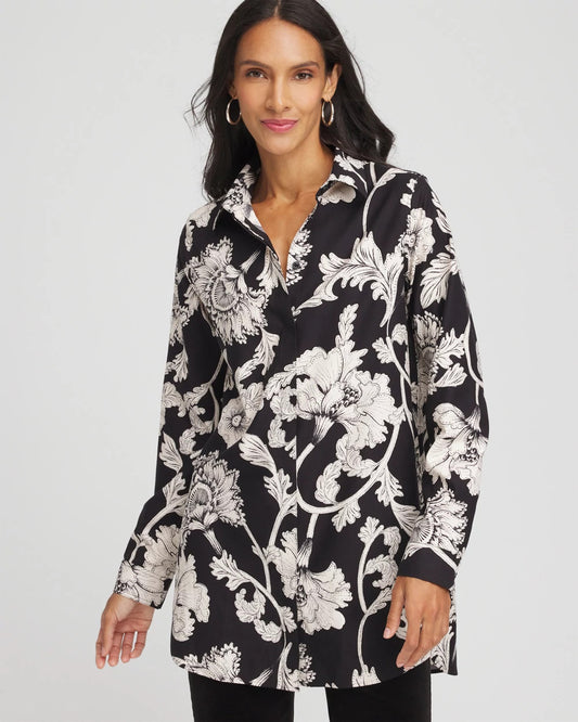 Chico's Women | No Iron™ Bryne Bloom Stretch Tunic BLACK