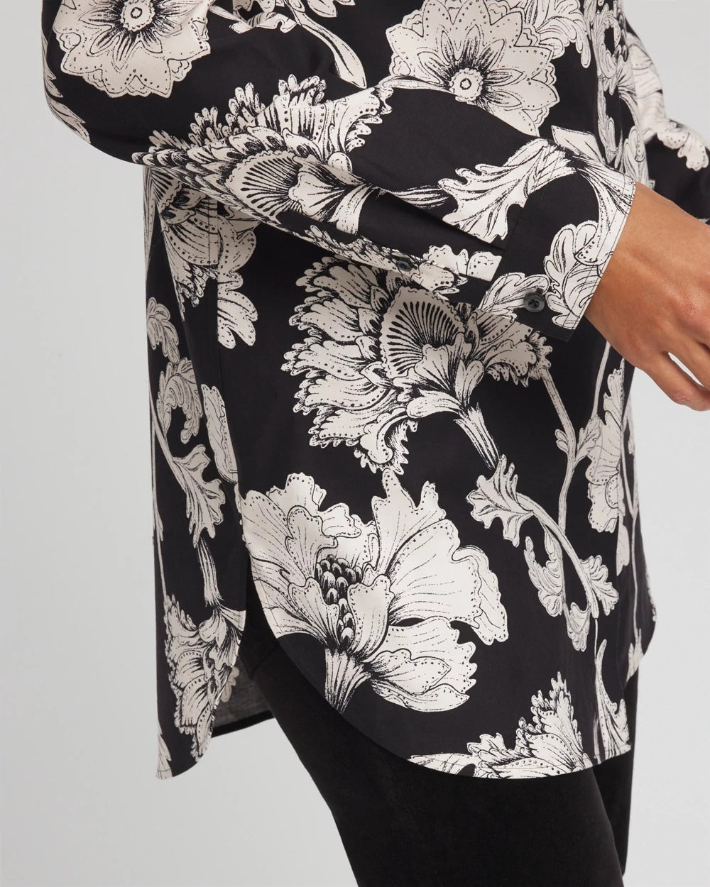 Chico's Women | No Iron™ Bryne Bloom Stretch Tunic BLACK