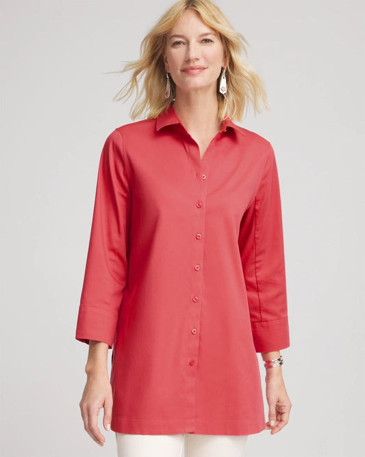Chico's Women | No Iron™ Classic Button Down Tunic FOLKLORIC RED
