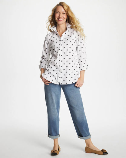 Chico's Women | No Iron™ Stretch Perfect Dots Shirt OPTIC WHITE