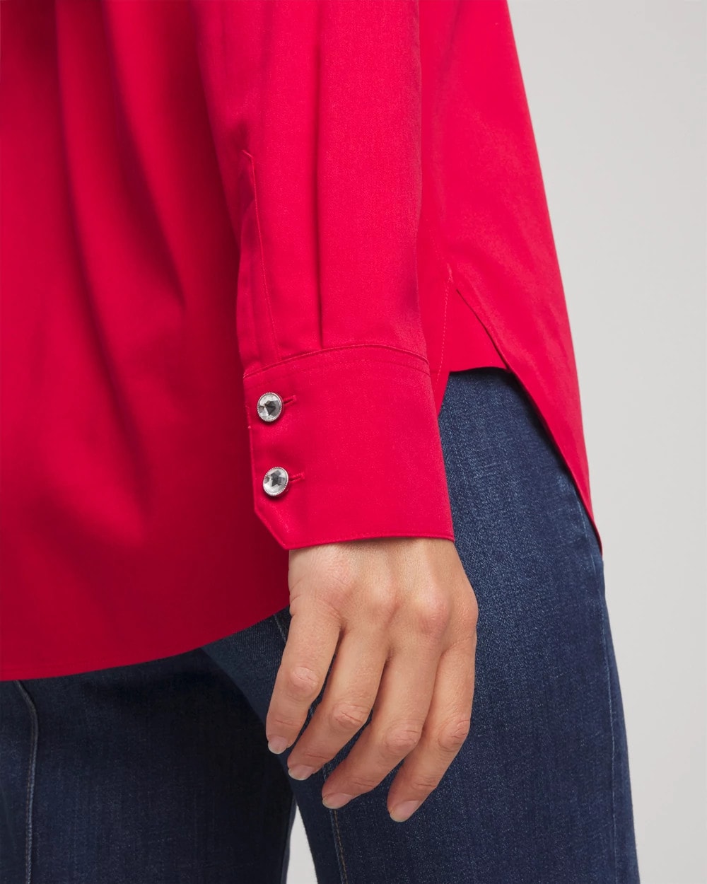Chico's Women | No Iron™ Rhinestone Button Shirt CARMINE RED