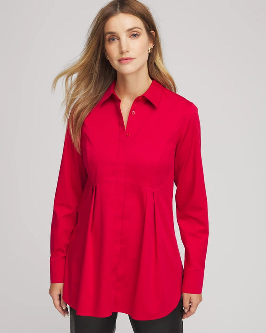 Chico's Women | No Iron™ Peplum Pleated Shirt CARMINE RED