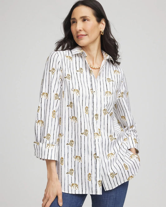 Chico's Women | No Iron™ Leopard Graphic Shirt OPTIC WHITE