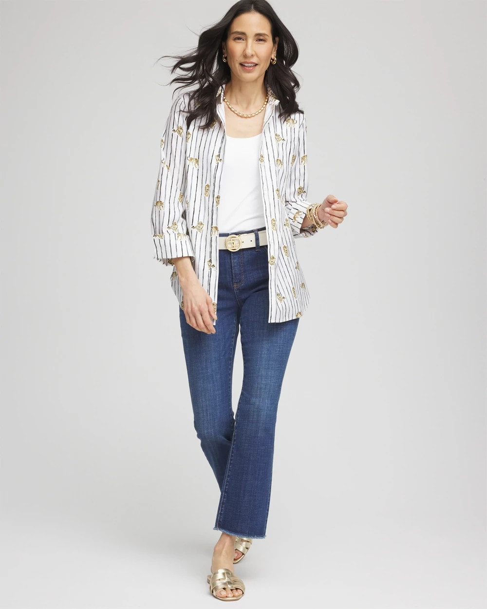 Chico's Women | No Iron™ Leopard Graphic Shirt OPTIC WHITE