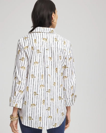 Chico's Women | No Iron™ Leopard Graphic Shirt OPTIC WHITE