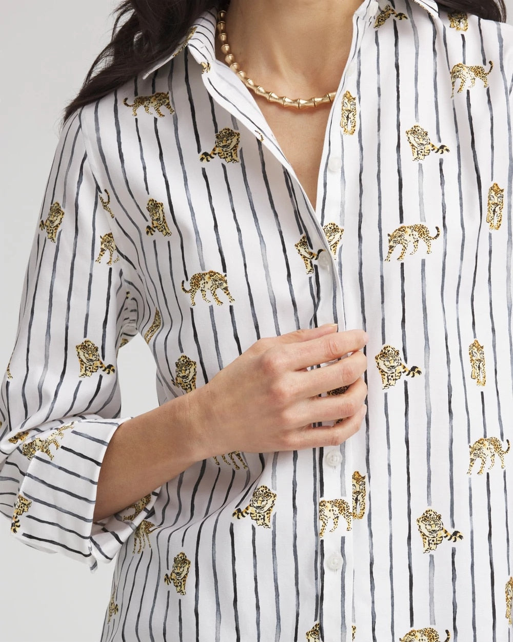 Chico's Women | No Iron™ Leopard Graphic Shirt OPTIC WHITE