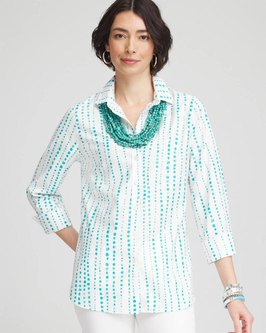 Chico's Women | No Iron™ Sateen Bubble Print Shirt SEASPRAY