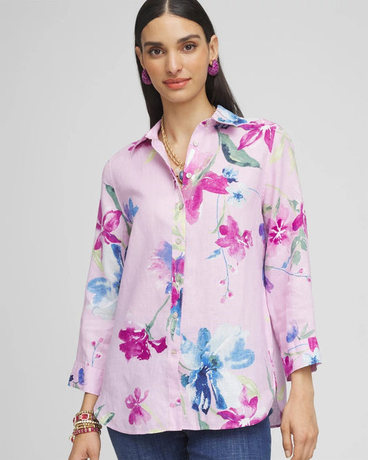 Chico's Women | No Iron™ Floral Linen Shirt ORCHID BLOSSOM