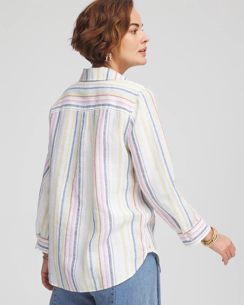 Chico's Women | No Iron™ Multi Stripe Linen Shirt LAVENDER SKIES