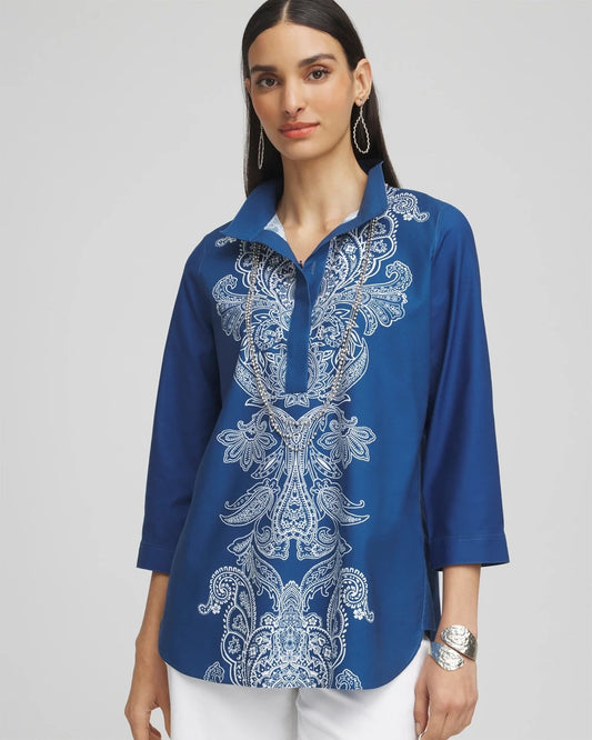 Chico's Women | No Iron™ Paisley Buttonback Tunic SEAPORT