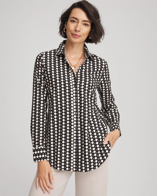 Chico's Women | No Iron™ Printed Sateen Shirt BLACK