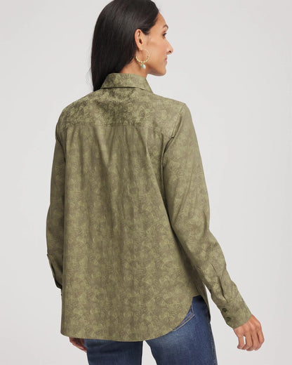 Chico's Women | No Iron™ Jacquard Shirt SAGE MEADOW