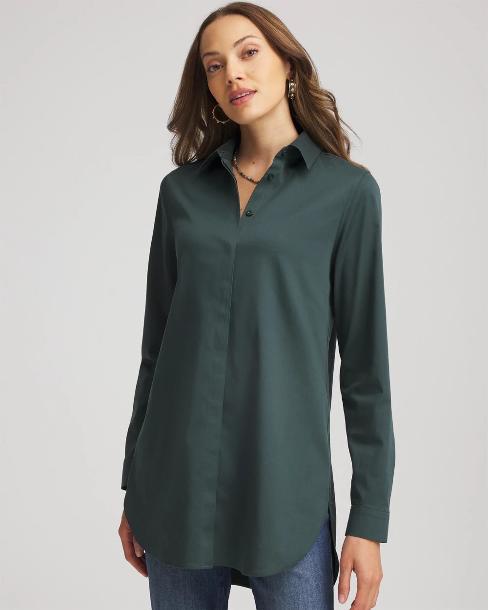 Chico's Women | No Iron™ Long-Sleeved Tunic DARKEST SPRUCE