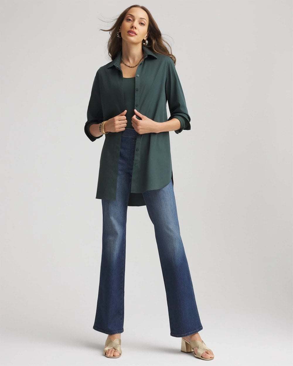 Chico's Women | No Iron™ Long-Sleeved Tunic DARKEST SPRUCE