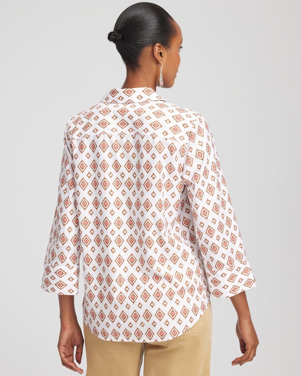 Chico's Women | No Iron™ Tie-Front Geo-Print Shirt SIESTA ROSE