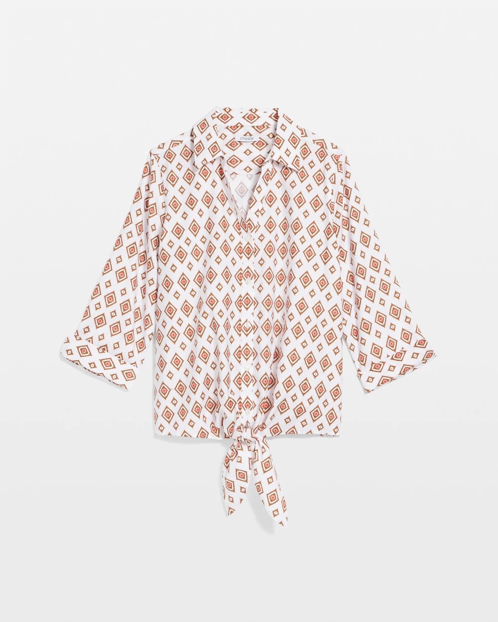 Chico's Women | No Iron™ Tie-Front Geo-Print Shirt SIESTA ROSE