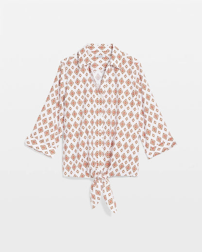 Chico's Women | No Iron™ Tie-Front Geo-Print Shirt SIESTA ROSE