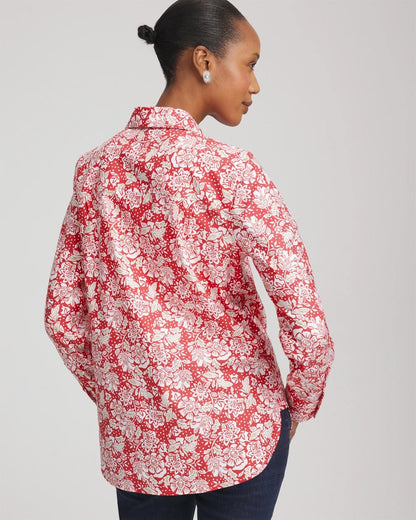 Chico's Women | No Iron™ Long-Sleeved Folklore-Floral Shirt FOLKLORIC RED