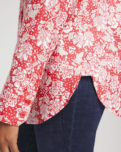 Chico's Women | No Iron™ Long-Sleeved Folklore-Floral Shirt FOLKLORIC RED