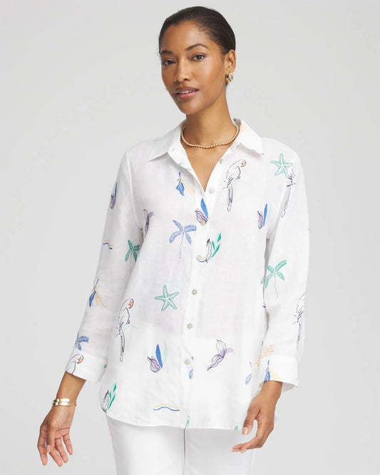 Chico's Women | No Iron™ Island Linen Shirt OPTIC WHITE