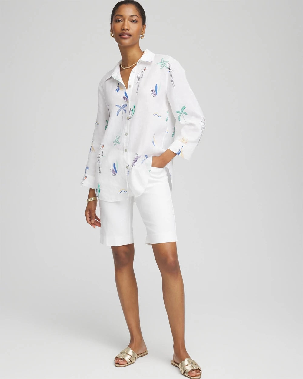 Chico's Women | No Iron™ Island Linen Shirt OPTIC WHITE