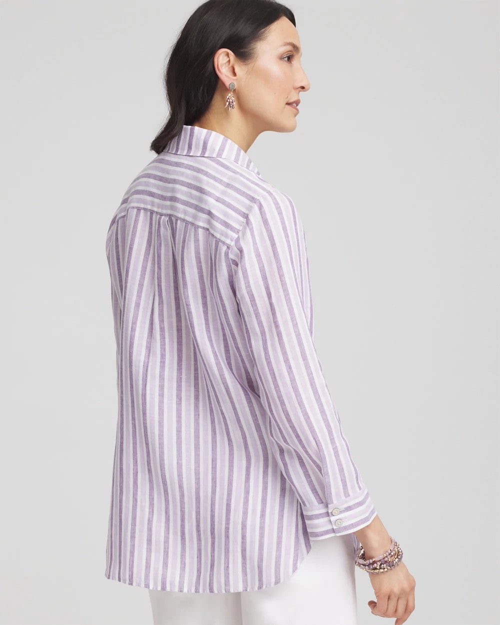 Chico's Women | No Iron™ Plum Striped Linen Shirt PLUM SHADE