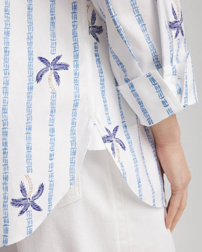 Chico's Women | No Iron™ Palm Striped Sateen Shirt BLUE CASA