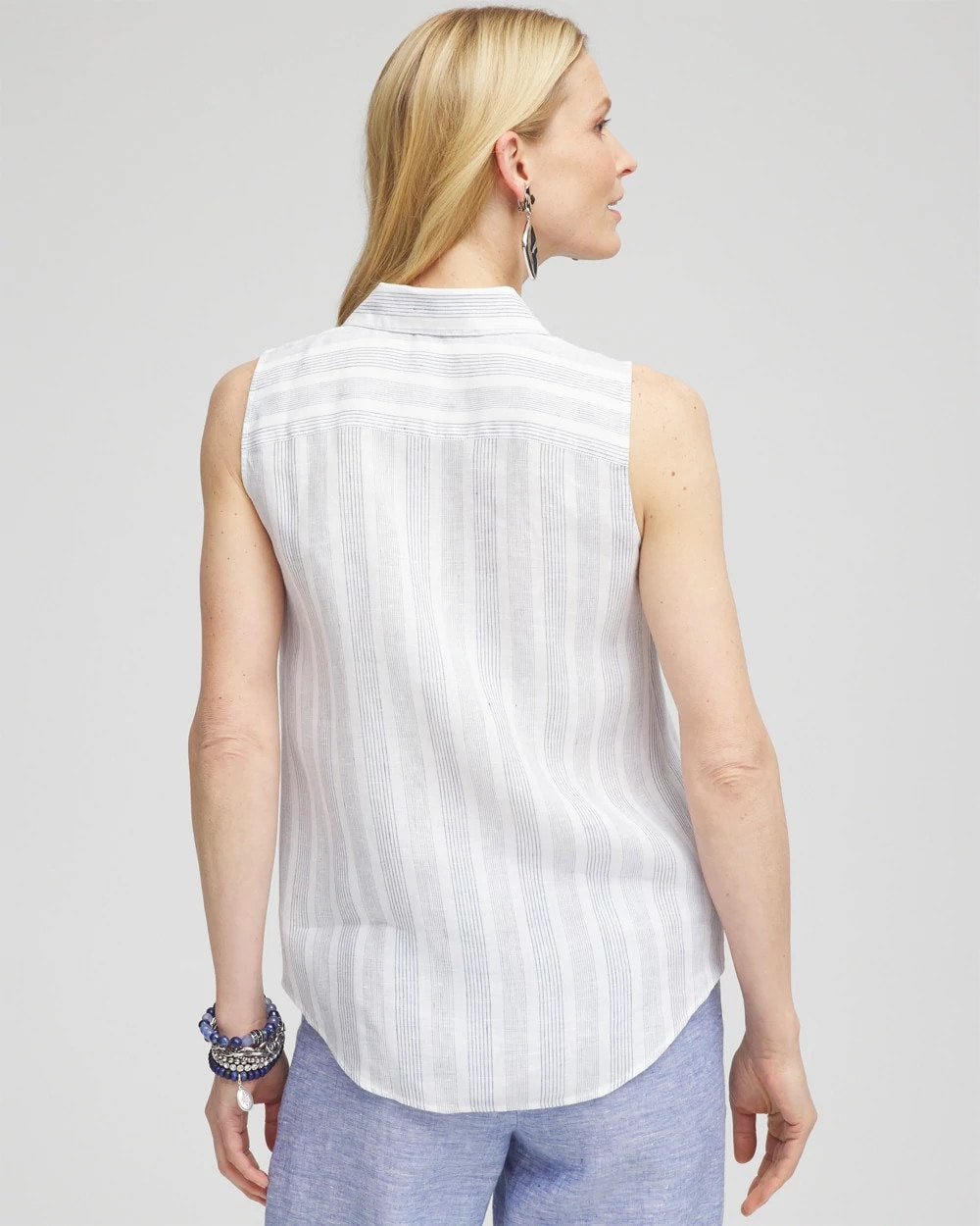 Chico's Women | No Iron™ Linen Tie-Front Sleeveless Shirt INDIGO