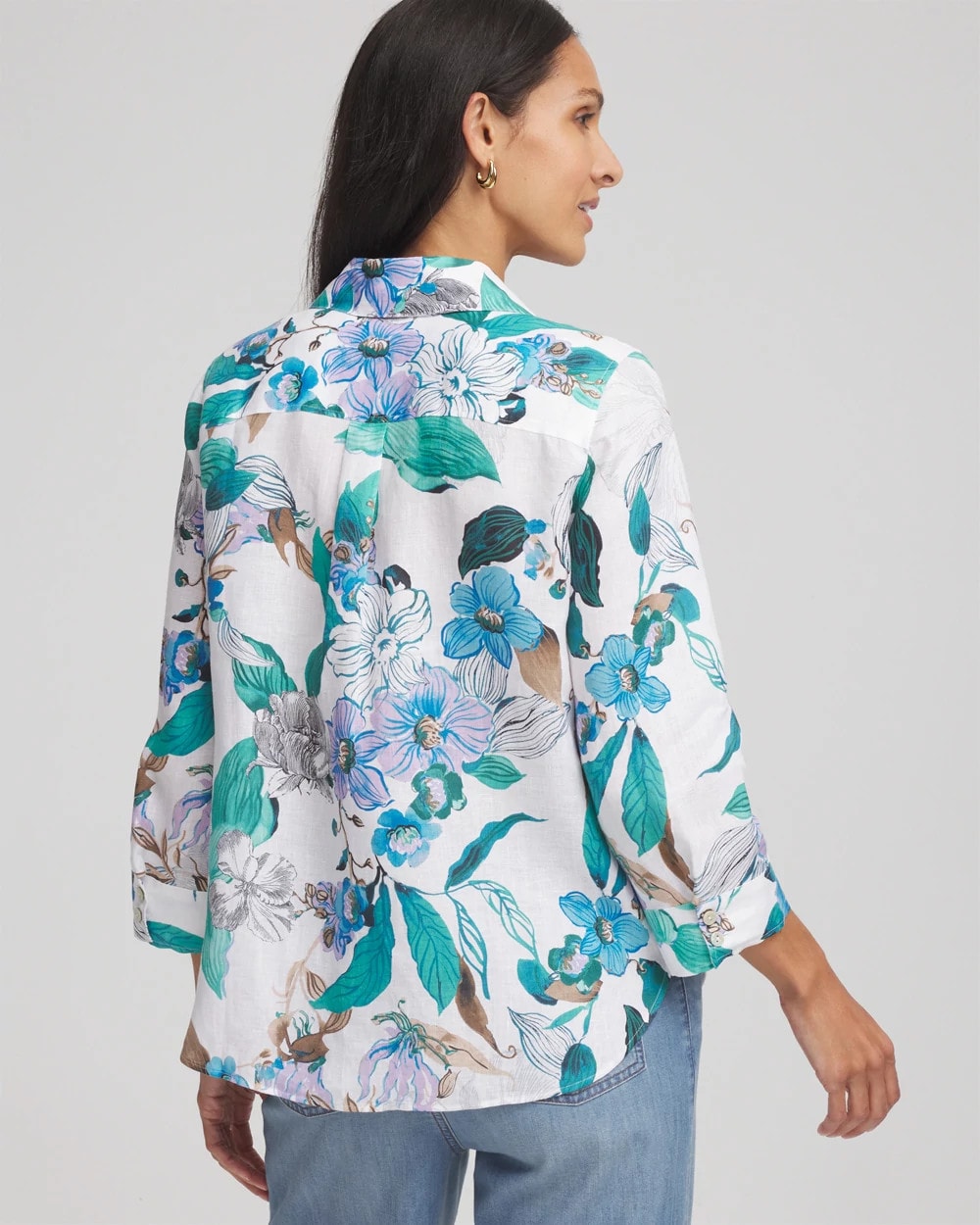 Chico's Women | No Iron™ Floral Linen Shirt PARADISO BLUE