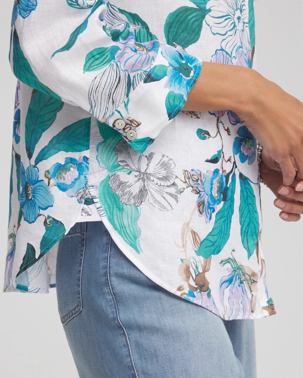 Chico's Women | No Iron™ Floral Linen Shirt PARADISO BLUE