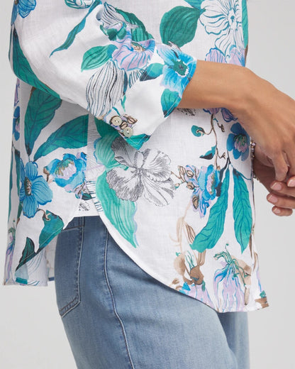 Chico's Women | No Iron™ Floral Linen Shirt PARADISO BLUE