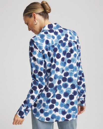 Chico's Women | No Iron™ Printed Sateen Shirt PASSPORT BLUE