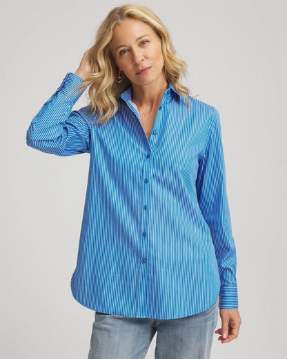 Chico's Women | No Iron™ Classic Striped Shirt EMPIRE BLUE