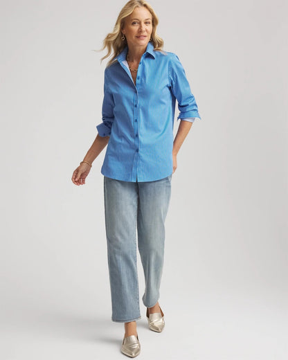 Chico's Women | No Iron™ Classic Striped Shirt EMPIRE BLUE