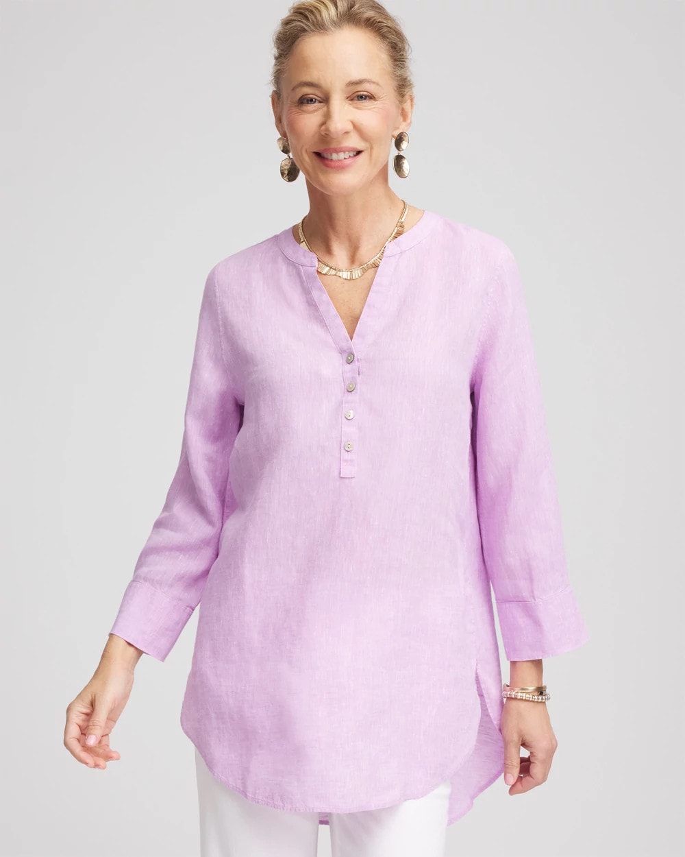 Chico's Women | No Iron™ Linen Tunic LAVENDER SKIES