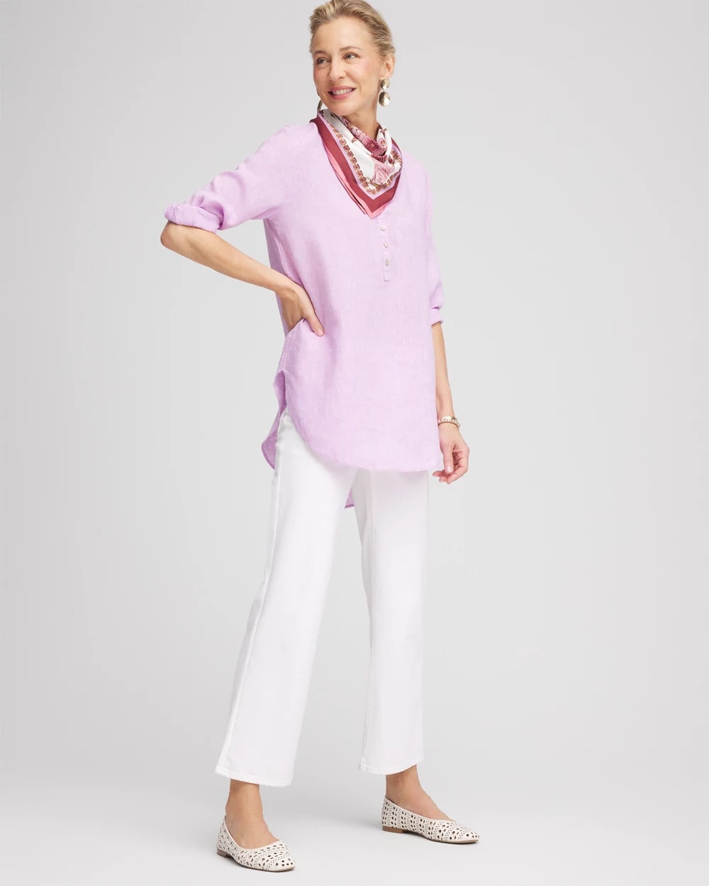 Chico's Women | No Iron™ Linen Tunic LAVENDER SKIES