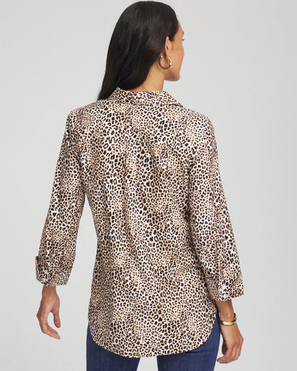 Chico's Women | No Iron™ Leopard Print Shirt GLISTENING SAND