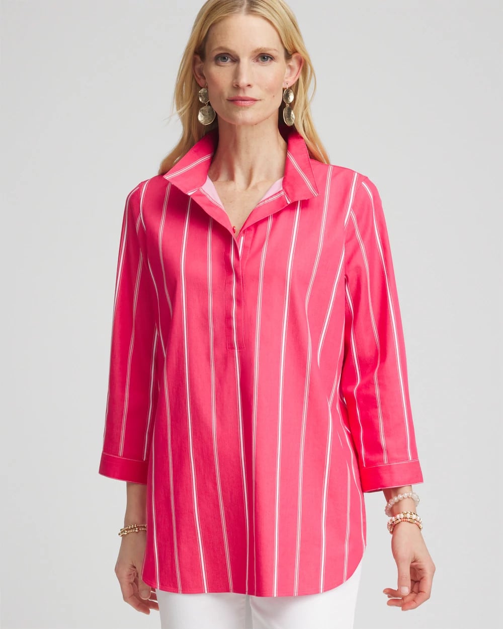 Chico's Women | No Iron™ Stretch Stripe Tunic DRIED ROSES