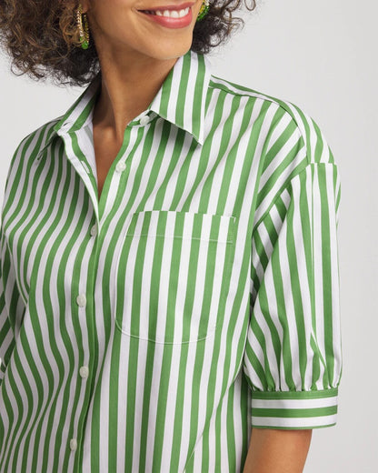 Chico's Women | No Iron™ Short Striped Shirt SALTED LIME