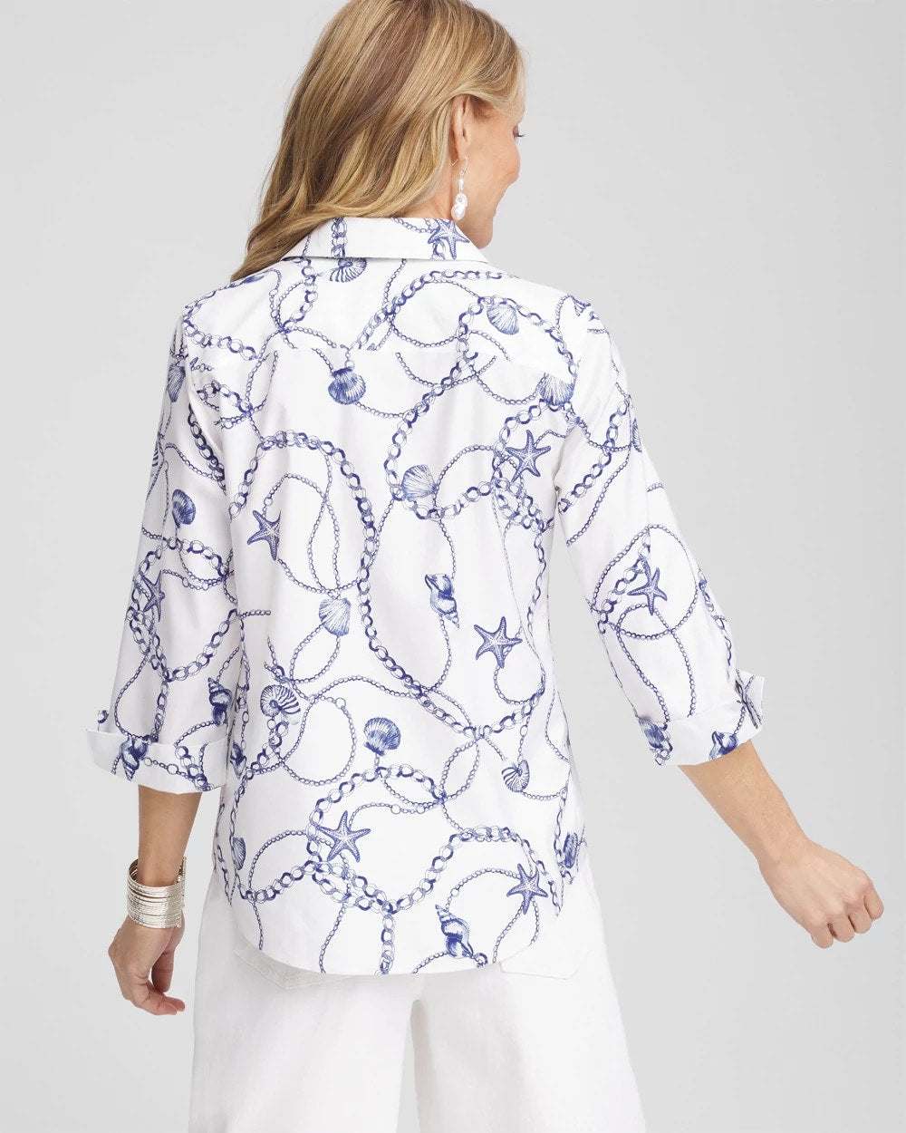 Chico's Women | No Iron™ Seashell Tie-Front Top BLUE CASA