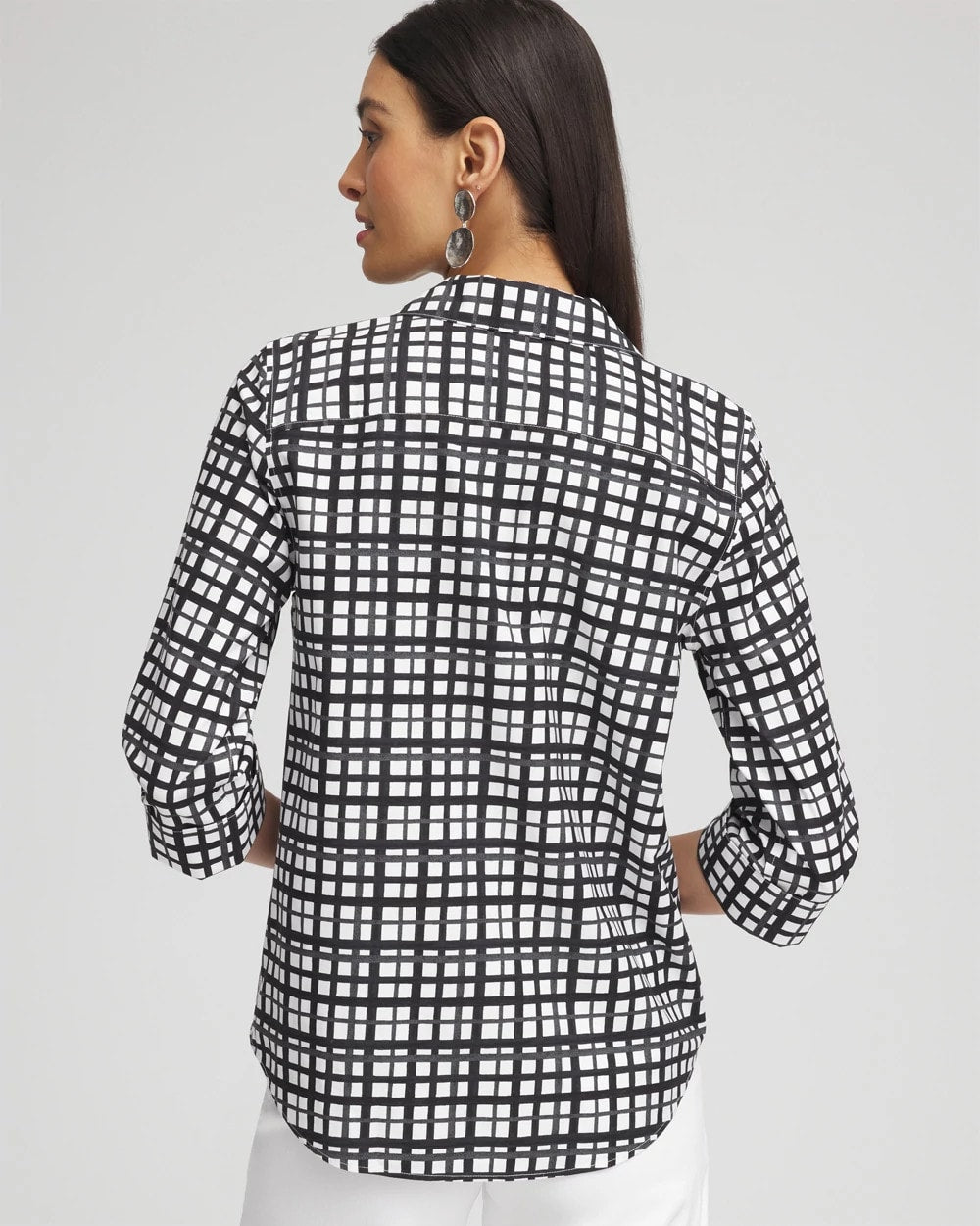 Chico's Women | No Iron™ Plaid Tie-Front Top BLACK