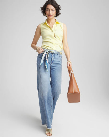 Chico's Women | No Iron™ Sleeveless Sateen Shirt BRIGHT YELLOW